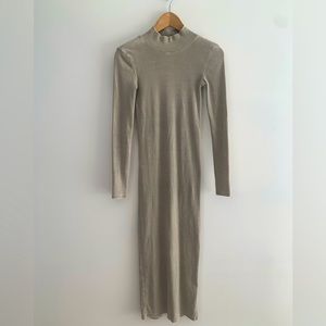 Micro rib long-sleeve body con dress S